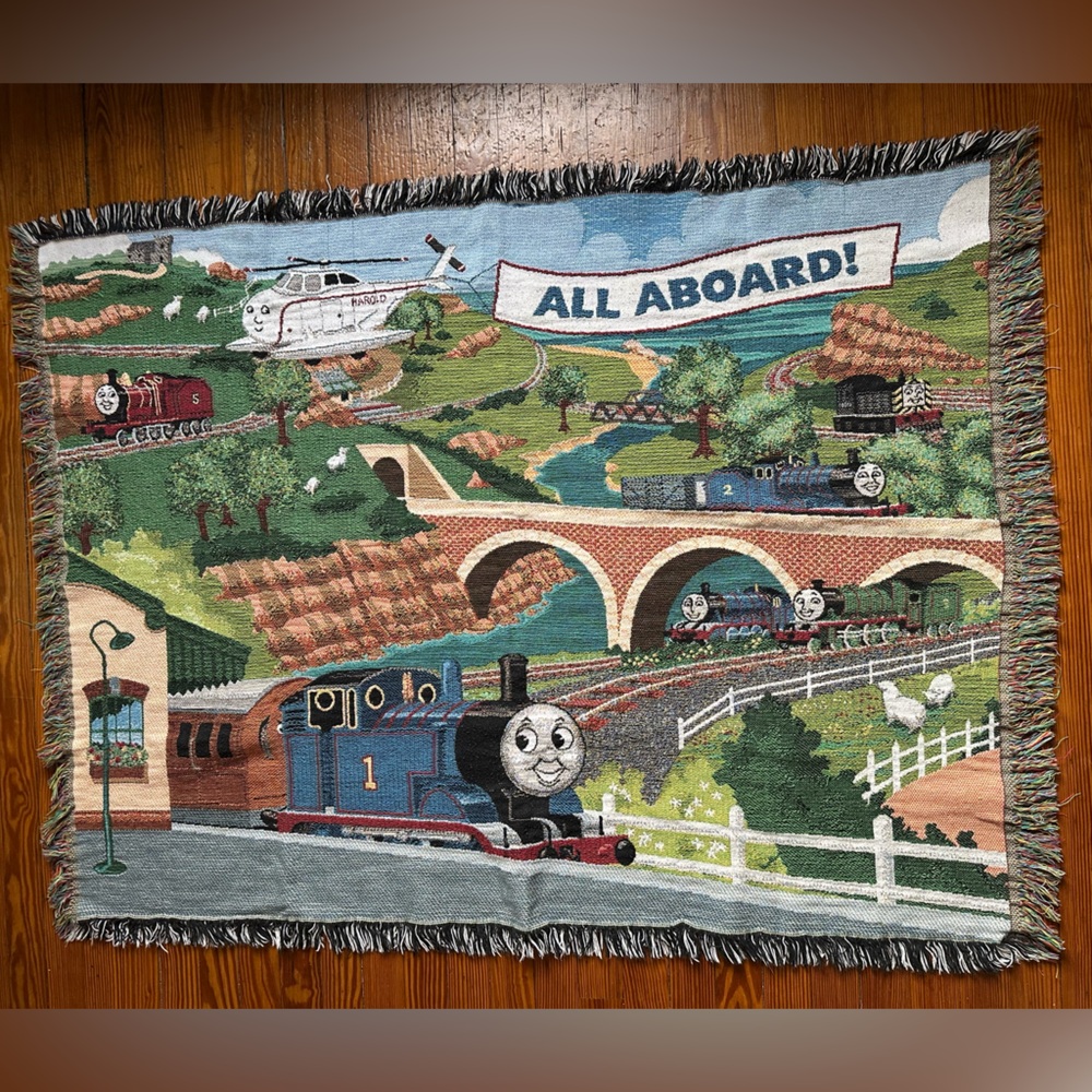 Mohawk Home 2004 Thomas and Friends Cotton Tapestry Throw Blanket RARE!